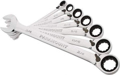 Paramount - 7 Piece, 3/8" to 3/4", 12 Point Reversible Ratcheting Combination Wrench Set - Inch Measurement Standard, Full Polish Chrome Finish, Comes in Blow Molded Case - Benchmark Tooling