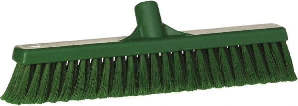 Vikan - 16" Fine Particle Synthetic Push Broom - 2" Bristle Length, Plastic Block, European Threaded Handle Connection - Benchmark Tooling