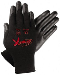 MCR Safety - Size M (8) Nitrile Coated Nylon General Protection Work Gloves - For General Purpose, Palm & Fingers Coated, Knit Wrist Cuff, Full Fingered, Black, Paired - Benchmark Tooling