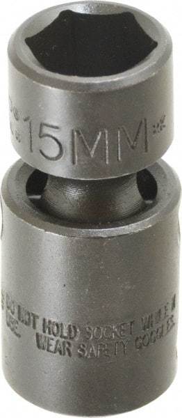 Proto - 3/8" Drive 15mm Standard Universal Impact Socket - 6 Points, 2-3/32" OAL - Benchmark Tooling