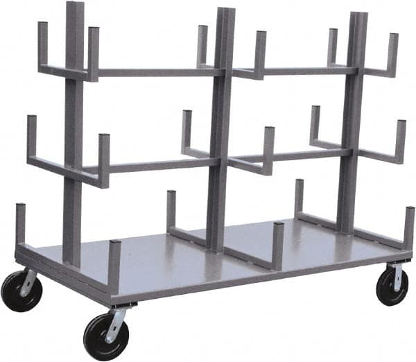 Jamco - 4,000 Lb Capacity Bar & Pipe Truck - Steel Deck, 48" OAW, 11" Platform Height, Phenolic Casters - Benchmark Tooling
