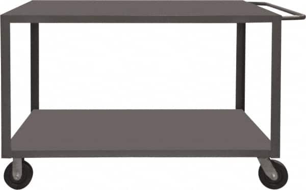 Durham - 4,000 Lb Capacity, 36" Wide x 48" Long x 37-1/2" High Heavy Duty Service Cart - 2 Shelf, Steel, 2 Rigid/2 Swivel Casters - Benchmark Tooling