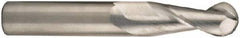 SGS - 3/8" Diam, 1" LOC, 2 Flute Solid Carbide Ball End Mill - Uncoated, Single End, 2-1/2" OAL, 3/8" Shank Diam, Spiral Flute - Benchmark Tooling