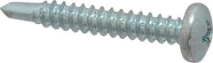 Value Collection - #10, Pan Head, Phillips Drive, 1-1/4" Length Under Head, #3 Point, Self Drilling Screw - Grade 1016-1024 Steel, Zinc-Plated Finish - Benchmark Tooling
