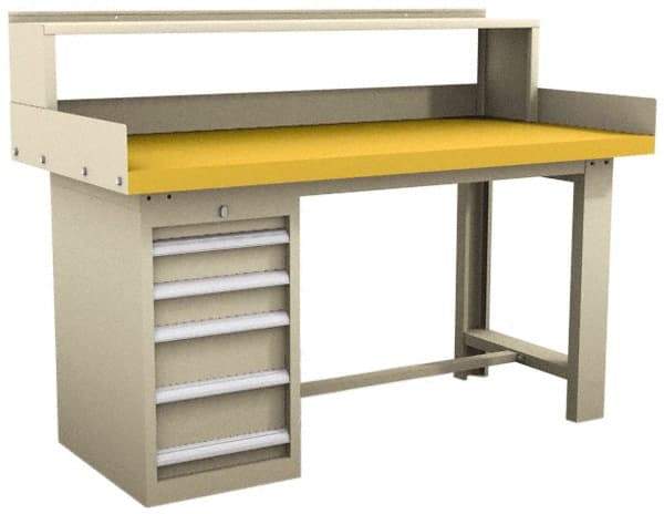Value Collection - 5 Drawer, Modular Workstation - 5,400 Lb Capacity, Shop Top, Tan, 30" Wide x 32" High x 72" Long - Benchmark Tooling