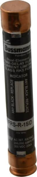 Cooper Bussmann - 300 VDC, 600 VAC, 15 Amp, Time Delay General Purpose Fuse - Fuse Holder Mount, 127mm OAL, 20 at DC, 200 (RMS) kA Rating, 20.6mm Diam - Benchmark Tooling