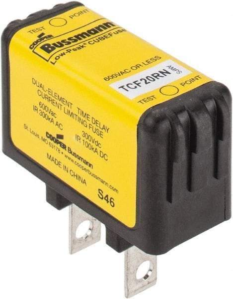 Cooper Bussmann - 300 VDC & 600 VAC, 20 Amp, Time Delay General Purpose Fuse - Plug-in Mount, 47.75mm OAL, 100 at DC, 200 (CSA RMS), 300 (UL RMS) kA Rating - Benchmark Tooling