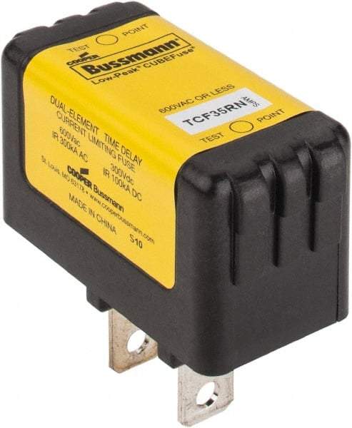 Cooper Bussmann - 300 VDC, 600 VAC, 35 Amp, Time Delay Finger Safe Fuse - Plug-in Mount, 54.1mm OAL, 100 at DC, 200 (CSA RMS), 300 (UL RMS) kA Rating - Benchmark Tooling