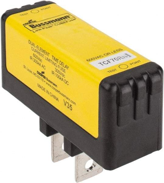 Cooper Bussmann - 300 VDC, 600 VAC, 70 Amp, Time Delay General Purpose Fuse - Plug-in Mount, 76.45mm OAL, 100 at DC, 200 (CSA RMS), 300 (UL RMS) kA Rating - Benchmark Tooling