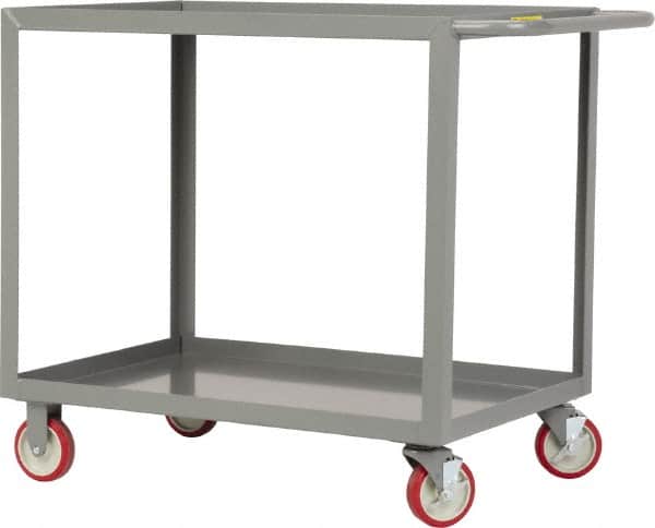 Little Giant - 1,200 Lb Capacity, 18" Wide x 24" Long x 35" High Service Cart - 2 Shelf, Steel, 2 Rigid/2 Swivel Casters - Benchmark Tooling