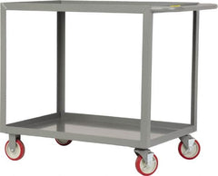 Little Giant - 1,200 Lb Capacity, 18" Wide x 24" Long x 35" High Service Cart - 2 Shelf, Steel, 2 Rigid/2 Swivel Casters - Benchmark Tooling