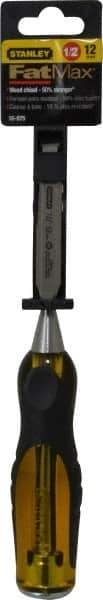 Stanley - 9" OAL x 1/2" Blade Width Wood Chisel - 1/2" Tip, Acetate & Rubber Grip Handle - Benchmark Tooling