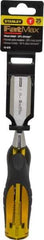 Stanley - 9" OAL x 1" Blade Width Wood Chisel - 1" Tip, Acetate & Rubber Grip Handle - Benchmark Tooling