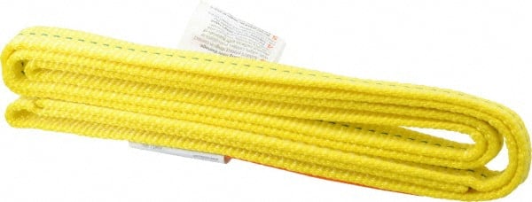Made in USA - 4' Long x 1" Wide, 2,400 Lb Basket Capacity, 2,400 Lb Vertical Capacity, 1 Ply, Nylon Web Sling - Benchmark Tooling