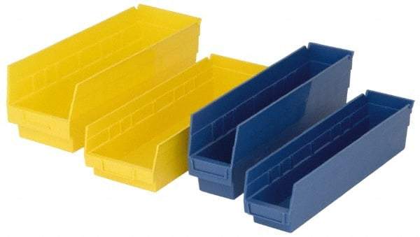 Quantum Storage - 50 Lb. Load Capacity, 17-7/8" Deep, Blue Polypropylene Hopper Shelf Bin - 6" High x 4-1/8" Wide x 17-7/8" Long - Benchmark Tooling