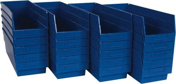 Quantum Storage - 50 Lb. Load Capacity, 17-7/8" Deep, Blue Polypropylene Hopper Shelf Bin - 6" High x 6-5/8" Wide x 17-7/8" Long - Benchmark Tooling