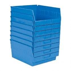 Quantum Storage - 50 Lb. Load Capacity, 11-5/8" Deep, Blue Polypropylene Hopper Shelf Bin - 6" High x 11-1/8" Wide x 11-5/8" Long - Benchmark Tooling