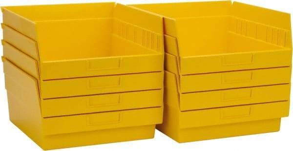 Quantum Storage - 50 Lb. Load Capacity, 11-5/8" Deep, Yellow Polypropylene Hopper Shelf Bin - 6" High x 11-1/8" Wide x 11-5/8" Long - Benchmark Tooling