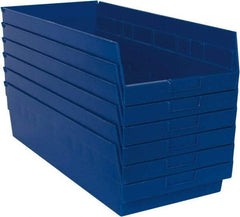 Quantum Storage - 50 Lb. Load Capacity, 23-5/8" Deep, Blue Polypropylene Hopper Shelf Bin - 6" High x 11-1/8" Wide x 23-5/8" Long - Benchmark Tooling