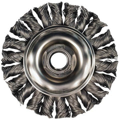 PFERD - 6" OD, 5/8-11 Arbor Hole, Knotted Stainless Steel Wheel Brush - 5/8" Face Width, 1-1/2" Trim Length, 0.023" Filament Diam, 9,000 RPM - Benchmark Tooling