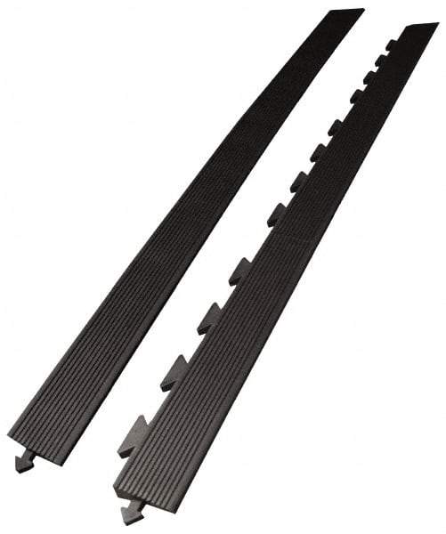 Wearwell - 5' Long x 3' Wide x 5/8" Thick, Anti-Fatigue Modular Matting Ramp Edge - Female, 1 Interlocking Side, Black, For Dry Areas, Series 502 - Benchmark Tooling