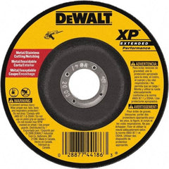 DeWALT - 24 Grit, 9" Wheel Diam, 3/32" Wheel Thickness, 7/8" Arbor Hole, Type 27 Depressed Center Wheel - Zirconia Alumina, Resinoid Bond, 6,600 Max RPM - Benchmark Tooling