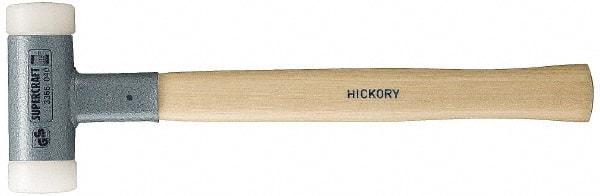 HALDER - 8 oz Head 3/4" Face Diam Nylon Dead Blow Hammer - 11-3/4" OAL, Hickory Handle - Benchmark Tooling