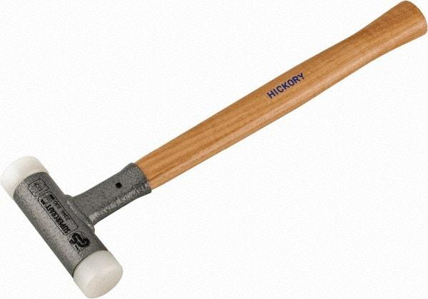 HALDER - 15 oz Head 1-3/16" Face Diam Nylon Dead Blow Hammer - 13" OAL, Hickory Handle - Benchmark Tooling