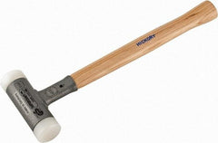 HALDER - 19 oz Head 1-3/8" Face Diam Steel Dead Blow Hammer - 13" OAL, Hickory Handle - Benchmark Tooling