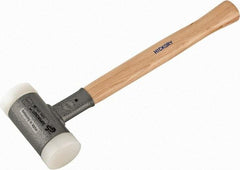 HALDER - 35 oz Head 2" Face Diam Nylon Dead Blow Hammer - 14-1/2" OAL, Hickory Handle - Benchmark Tooling