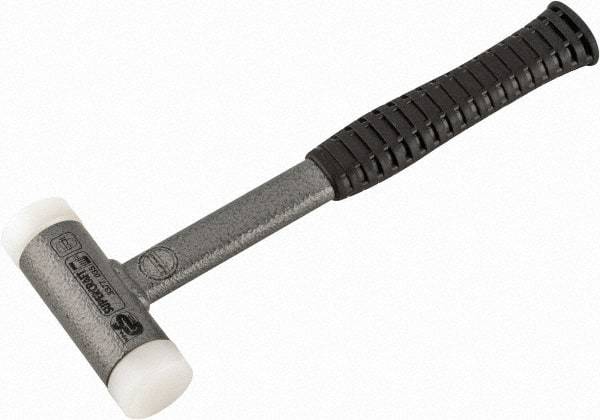 HALDER - 25 oz Head 1-3/8" Face Diam Nylon Dead Blow Hammer - 11-1/2" OAL, Steel Handle - Benchmark Tooling