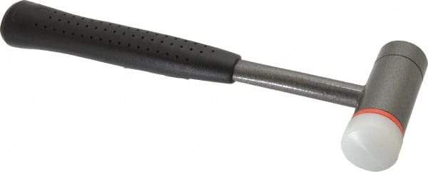 HALDER - 28 oz Head 1-3/8" Face Diam Nylon 2-in-1 Dead Blow Hammer - 11-1/2" OAL, Steel Handle - Benchmark Tooling