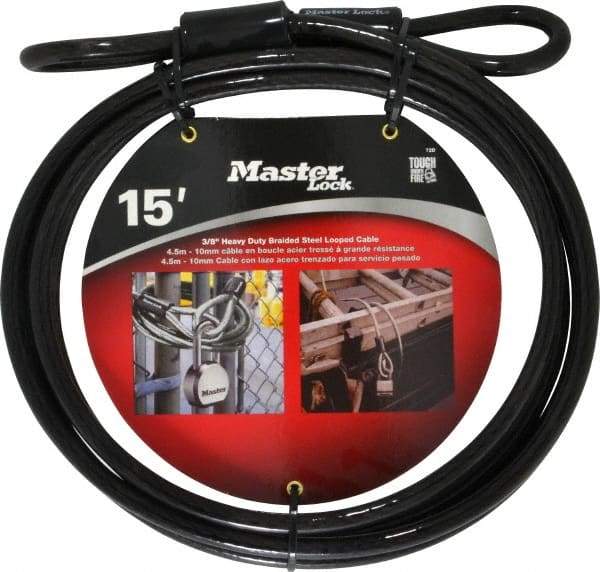 Master Lock - 15' Long Heavy Duty Cable - 3/8" Diam - Benchmark Tooling