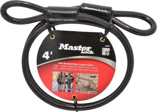 Master Lock - 4' Long Heavy Duty Cable - 3/8" Diam - Benchmark Tooling