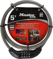 Master Lock - 5' Long Combination Cable Lock - 3/8" Diam - Benchmark Tooling