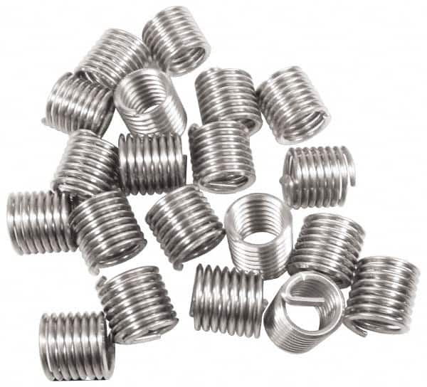 Recoil - #6-32 UNC, 2D, Stainless Steel Screw Locking Insert - 6-7/8 Free Coils, 0.276 Inch Overall Length, 0.178 to 0.193 Inch Outside Diameter, with Tang, Bright Finish - Exact Industrial Supply