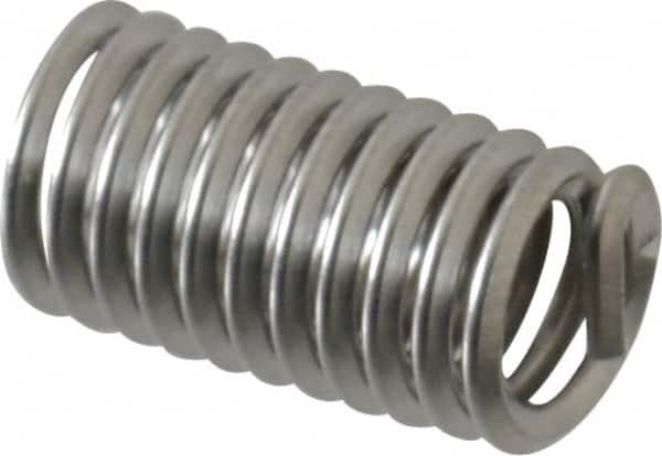 Recoil - #10-24 UNC, 0.57" OAL, Free Running Helical Insert - 11-3/8 Free Coils, Tanged, Stainless Steel, Bright Finish, 3D Insert Length - Benchmark Tooling