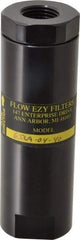 Flow Ezy Filters - 1/2 NPT Thread, 40 Micron, 1.6" Outside Diam, 4.9" Long, Stainless Steel Wire Cloth Media, Filter Assembly - Anodized Aluminum - Benchmark Tooling