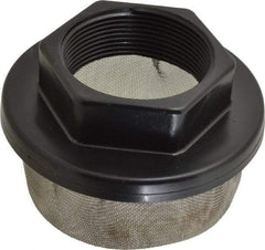 Flow Ezy Filters - 30 Mesh, 189 LPM, 50 GPM, 4.2" Diam, Female Pipe Mounted Suction Screen Strainer - 2 Port NPT, 2.6" Long - Benchmark Tooling