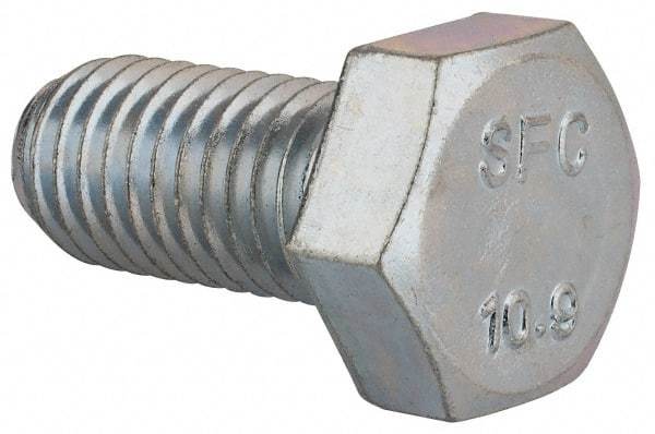 Value Collection - M12x1.75mm Metric Coarse, 25mm Length Under Head Hex Head Cap Screw - Fully Threaded, Grade 10.9 Steel, Zinc-Plated Finish, 19mm Hex - Benchmark Tooling