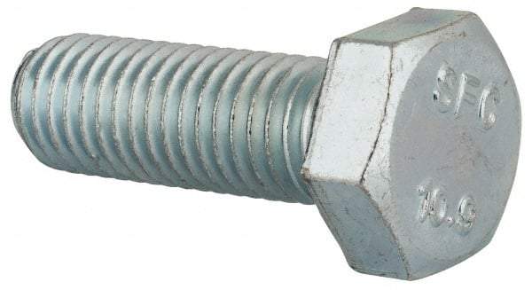 Value Collection - M12x1.75mm Metric Coarse, 35mm Length Under Head Hex Head Cap Screw - Fully Threaded, Grade 10.9 Steel, Zinc-Plated Finish, 19mm Hex - Benchmark Tooling