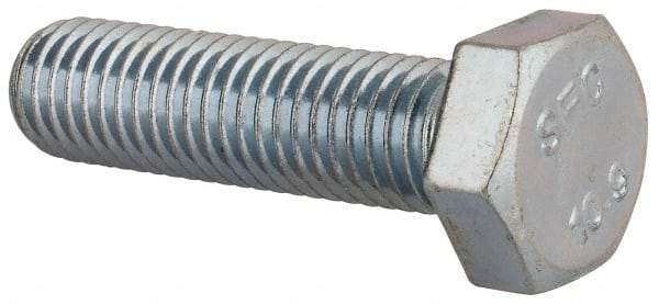 Value Collection - M12x1.75mm Metric Coarse, 45mm Length Under Head Hex Head Cap Screw - Fully Threaded, Grade 10.9 Steel, Zinc-Plated Finish, 19mm Hex - Benchmark Tooling