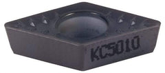 Kennametal - DPMT32.52 MP Grade KCU10 Carbide Turning Insert - TiAlN Finish, 55° Diamond, 3/8" Inscr Circle, 5/32" Thick, 1/32" Corner Radius - Benchmark Tooling