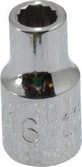 Proto - 3/16", 1/4" Drive, Standard Hand Socket - 12 Points, 7/8" OAL, Chrome Finish - Benchmark Tooling