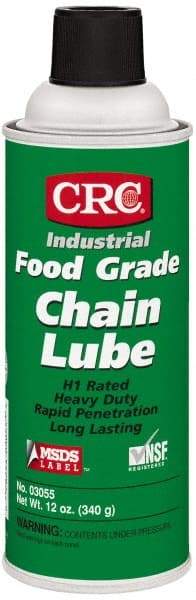 CRC - 16 oz Aerosol High Temperature Chain & Cable Lubricant - White, 8 to 325°F, Food Grade - Benchmark Tooling