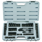 STANLEY® 1/4" & 3/8" Drive 69 Piece Fractional & Metric Black Chrome Laser Etched Socket Set - Benchmark Tooling