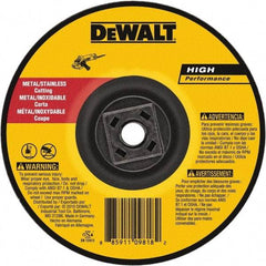 DeWALT - 60 Grit, 4-1/2" Wheel Diam, Type 27 Depressed Center Wheel - Aluminum Oxide, Resinoid Bond, 13,300 Max RPM - Benchmark Tooling