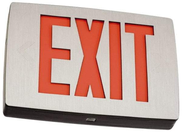 Lithonia Lighting - 1 Face, 1 Watt, Black, Aluminum, LED, Illuminated Exit Sign - 120/277 VAC, Nickel Cadmium, Universal Mounted, 11-3/4 Inch Long x 2 Inch Wide x 8-1/4 Inch High - Benchmark Tooling