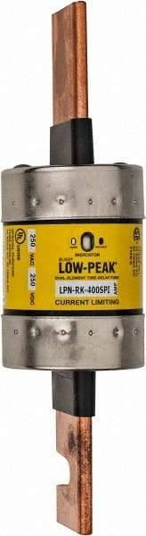 Cooper Bussmann - 250 VAC/VDC, 400 Amp, Time Delay General Purpose Fuse - Bolt-on Mount, 8-5/8" OAL, 100 at DC, 300 at AC (RMS) kA Rating, 2-3/8" Diam - Benchmark Tooling