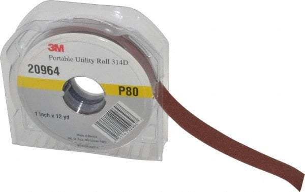 3M - 1" x 12 Yd 80 Grit Aluminum Oxide Cloth Roll - Medium Grade, J Weighted Backing - Benchmark Tooling